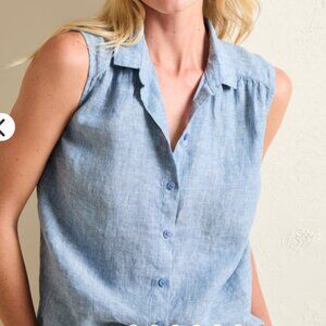 Garnet Hill Linen Button-Down Tank